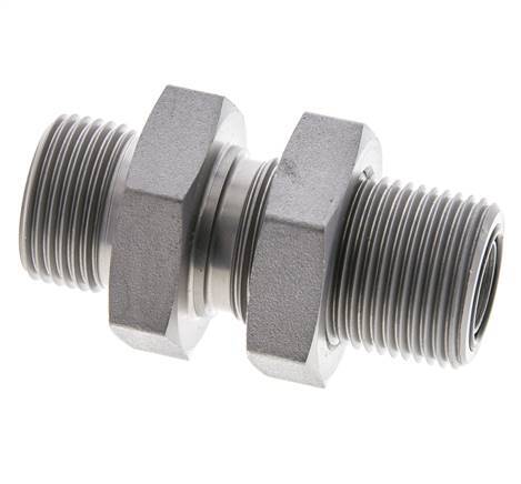 UNS 1''-14 Male Zinc plated Steel Bulkhead Fitting ORFS 400 Bar - Hydraulic