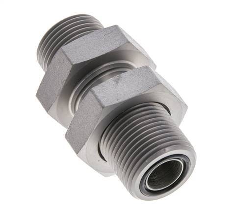 UNS 1''-14 Male Zinc plated Steel Bulkhead Fitting ORFS 400 Bar - Hydraulic