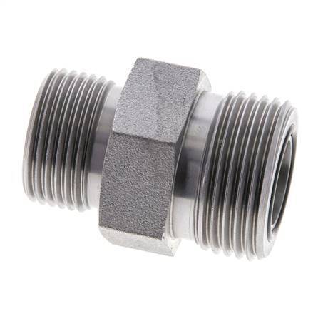 UN 1-3/16''-12 x UNS 1''-14 Zinc plated Steel Double Nipple ORFS 400 Bar - Hydraulic