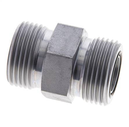 UN 1-3/16''-12 Zinc plated Steel Double Nipple ORFS 400 Bar - Hydraulic