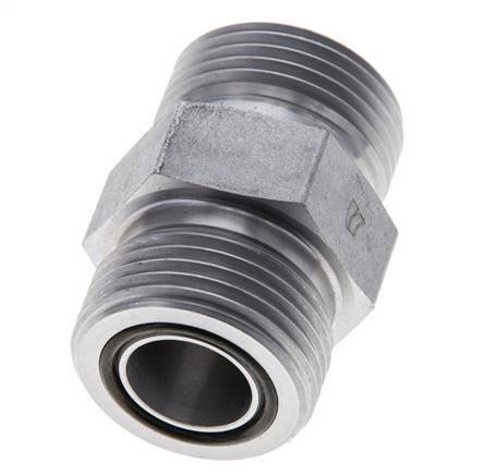 UN 1-3/16''-12 Zinc plated Steel Double Nipple ORFS 400 Bar - Hydraulic