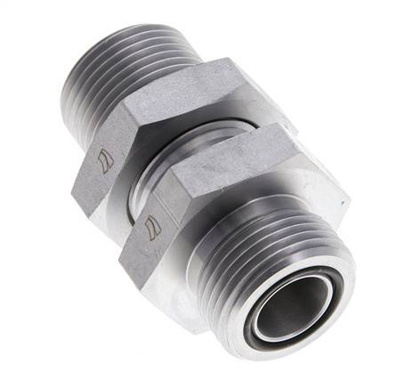UN 1-3/16''-12 Male Zinc plated Steel Bulkhead Fitting ORFS 400 Bar - Hydraulic