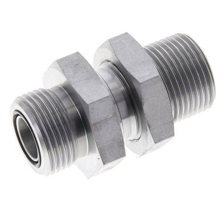 UN 1-3/16''-12 Male Zinc plated Steel Bulkhead Fitting ORFS 400 Bar - Hydraulic