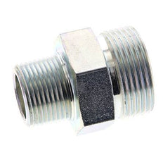 UN 1-7/16''-12 x 3/4'' NPT Zinc plated Steel Double Nipple ORFS 400 Bar - Hydraulic