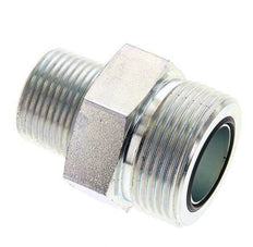 UN 1-7/16''-12 x 3/4'' NPT Zinc plated Steel Double Nipple ORFS 400 Bar - Hydraulic