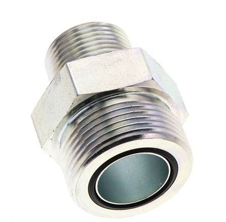 UN 1-7/16''-12 x 3/4'' NPT Zinc plated Steel Double Nipple ORFS 400 Bar - Hydraulic