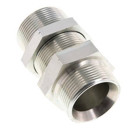 G 1 1/2'' Zinc plated Steel Bulkhead Double nipple 190 Bar - Hydraulic