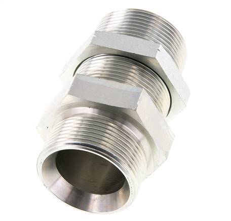 G 1 1/2'' Zinc plated Steel Bulkhead Double nipple 190 Bar - Hydraulic