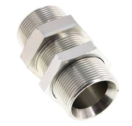 G 1 1/2'' Zinc plated Steel Bulkhead Double nipple 190 Bar - Hydraulic