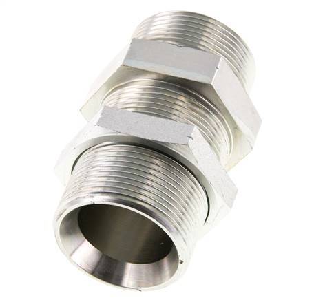 G 1 1/2'' Zinc plated Steel Bulkhead Double nipple 190 Bar - Hydraulic