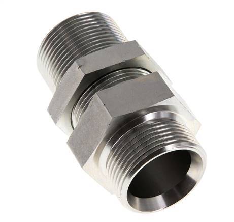 G 1 1/4'' Zinc plated Steel Bulkhead Double nipple 190 Bar - Hydraulic