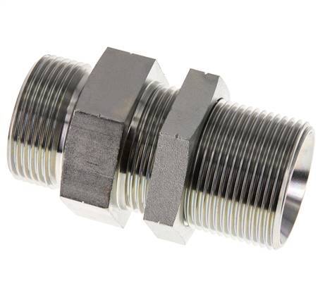 G 1 1/4'' Zinc plated Steel Bulkhead Double nipple 190 Bar - Hydraulic