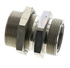 UN 2''-12 Male Zinc plated Steel Bulkhead Fitting ORFS 250 Bar - Hydraulic