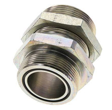 UN 2''-12 Male Zinc plated Steel Bulkhead Fitting ORFS 250 Bar - Hydraulic