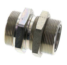 UN 2''-12 Male Zinc plated Steel Bulkhead Fitting ORFS 250 Bar - Hydraulic