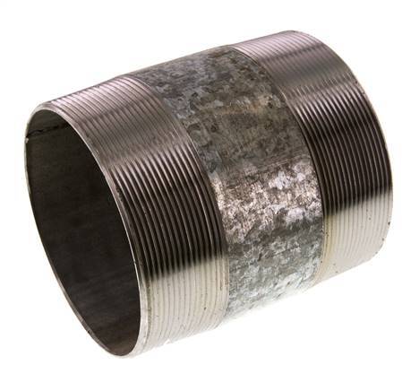 R 4'' Zinc plated Steel Double Pipe Nipple 50 Bar DIN 2982 - 120mm