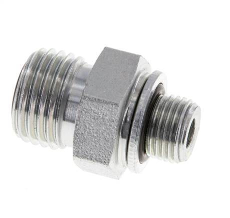 UNF 9/16''-18 x G 1/8'' Zinc plated Steel Double Nipple ORFS 630 Bar - Hydraulic