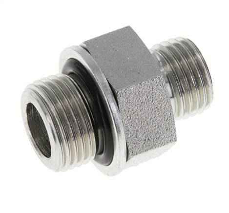 UNF 9/16''-18 x G 3/8'' Zinc plated Steel Double Nipple ORFS 630 Bar - Hydraulic