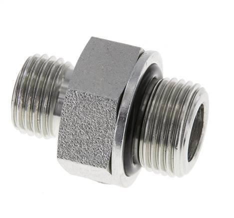 UNF 9/16''-18 x G 3/8'' Zinc plated Steel Double Nipple ORFS 630 Bar - Hydraulic