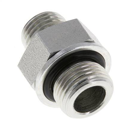 UNF 9/16''-18 x G 3/8'' Zinc plated Steel Double Nipple ORFS 630 Bar - Hydraulic