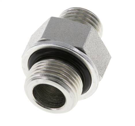 UNF 9/16''-18 x G 3/8'' Zinc plated Steel Double Nipple ORFS 630 Bar - Hydraulic