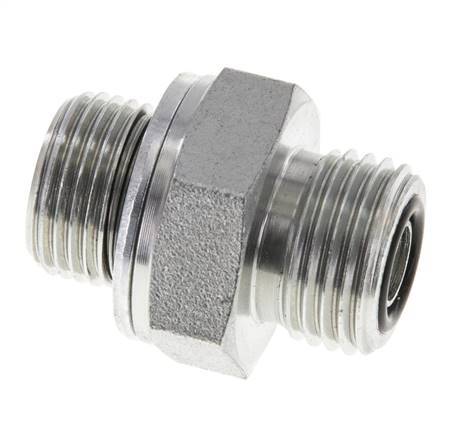 UN 11/16''-16 x G 3/8'' Zinc plated Steel Double Nipple ORFS 630 Bar - Hydraulic