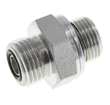 UN 11/16''-16 x G 3/8'' Zinc plated Steel Double Nipple ORFS 630 Bar - Hydraulic