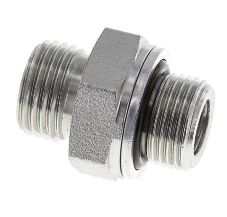 UN 11/16''-16 x G 3/8'' Zinc plated Steel Double Nipple ORFS 630 Bar - Hydraulic