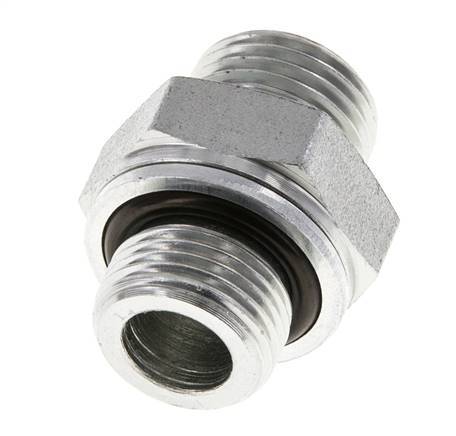 UN 11/16''-16 x G 3/8'' Zinc plated Steel Double Nipple ORFS 630 Bar - Hydraulic