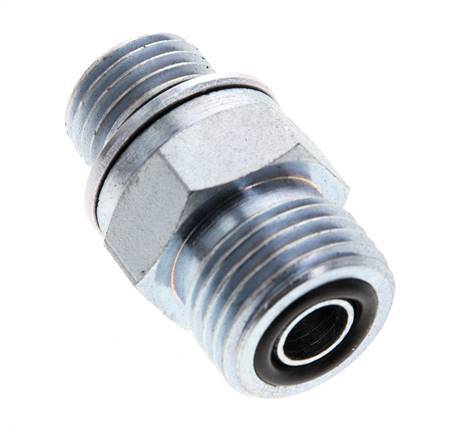 UN 11/16''-16 x M14x1.5 Zinc plated Steel Double Nipple ORFS 630 Bar - Hydraulic