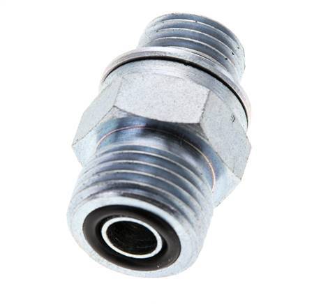 UN 11/16''-16 x M14x1.5 Zinc plated Steel Double Nipple ORFS 630 Bar - Hydraulic