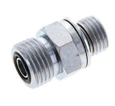 UN 11/16''-16 x M14x1.5 Zinc plated Steel Double Nipple ORFS 630 Bar - Hydraulic