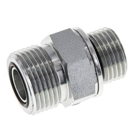 UNS 1''-14 x G 1/2'' Zinc plated Steel Double Nipple ORFS 400 Bar - Hydraulic