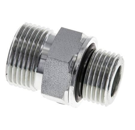UNS 1''-14 x G 1/2'' Zinc plated Steel Double Nipple ORFS 400 Bar - Hydraulic