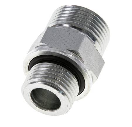 UNS 1''-14 x G 1/2'' Zinc plated Steel Double Nipple ORFS 400 Bar - Hydraulic