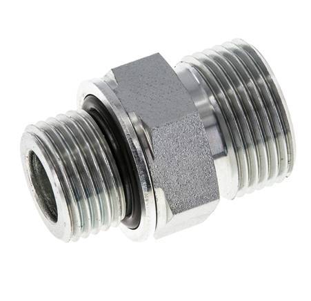 UNS 1''-14 x G 1/2'' Zinc plated Steel Double Nipple ORFS 400 Bar - Hydraulic