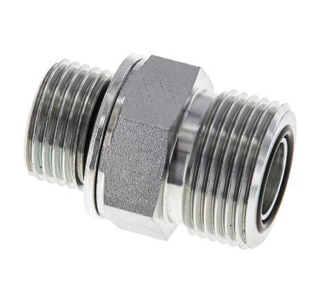 UNS 1''-14 x G 1/2'' Zinc plated Steel Double Nipple ORFS 400 Bar - Hydraulic