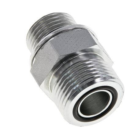 UNS 1''-14 x G 1/2'' Zinc plated Steel Double Nipple ORFS 400 Bar - Hydraulic