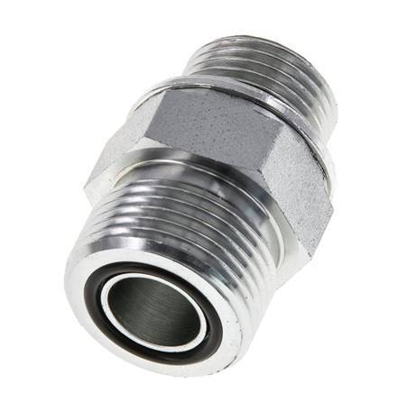 UNS 1''-14 x G 1/2'' Zinc plated Steel Double Nipple ORFS 400 Bar - Hydraulic