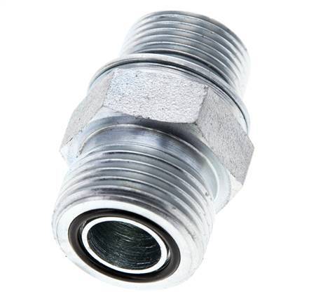 UNS 1''-14 x M22x1.5 Zinc plated Steel Double Nipple ORFS 400 Bar - Hydraulic