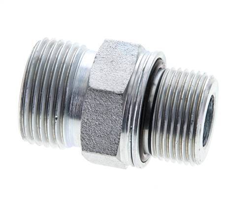 UNS 1''-14 x M22x1.5 Zinc plated Steel Double Nipple ORFS 400 Bar - Hydraulic