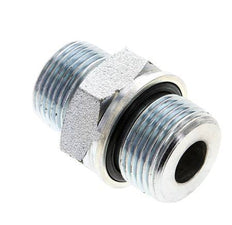 UNS 1''-14 x M27x2 Zinc plated Steel Double Nipple ORFS 400 Bar - Hydraulic