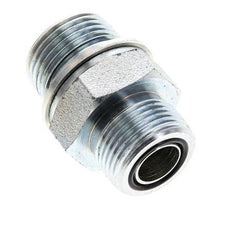 UNS 1''-14 x M27x2 Zinc plated Steel Double Nipple ORFS 400 Bar - Hydraulic