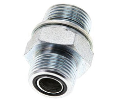 UNS 1''-14 x M27x2 Zinc plated Steel Double Nipple ORFS 400 Bar - Hydraulic