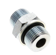 UNS 1''-14 x M27x2 Zinc plated Steel Double Nipple ORFS 400 Bar - Hydraulic