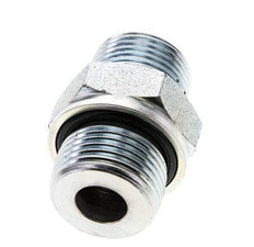 UNS 1''-14 x M27x2 Zinc plated Steel Double Nipple ORFS 400 Bar - Hydraulic