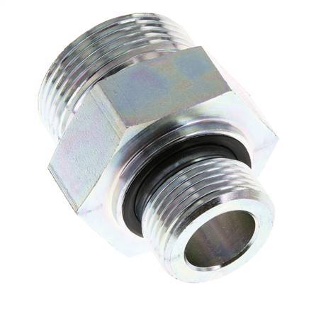 UN 1-7/16''-12 x G 3/4'' Zinc plated Steel Double Nipple ORFS 400 Bar - Hydraulic
