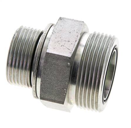 UN 1-11/16''-12 x M33x2 Zinc plated Steel Double Nipple ORFS 250 Bar - Hydraulic