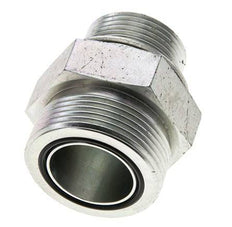 UN 1-11/16''-12 x M33x2 Zinc plated Steel Double Nipple ORFS 250 Bar - Hydraulic