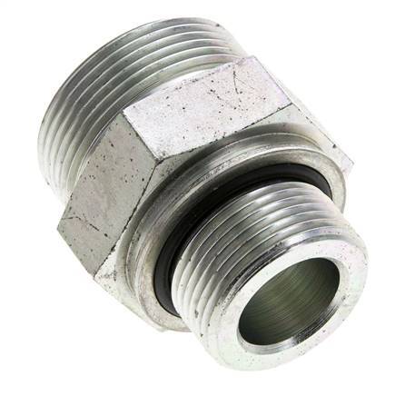 UN 1-11/16''-12 x M33x2 Zinc plated Steel Double Nipple ORFS 250 Bar - Hydraulic